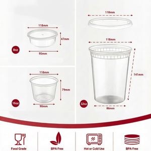 Disposable Clear Plastic Deli Containers Leakproof BPA-Free Microwaveable <b>Freezer</b>-Safe Food Storage Lunch <b>Boxes</b> - Product Image 2