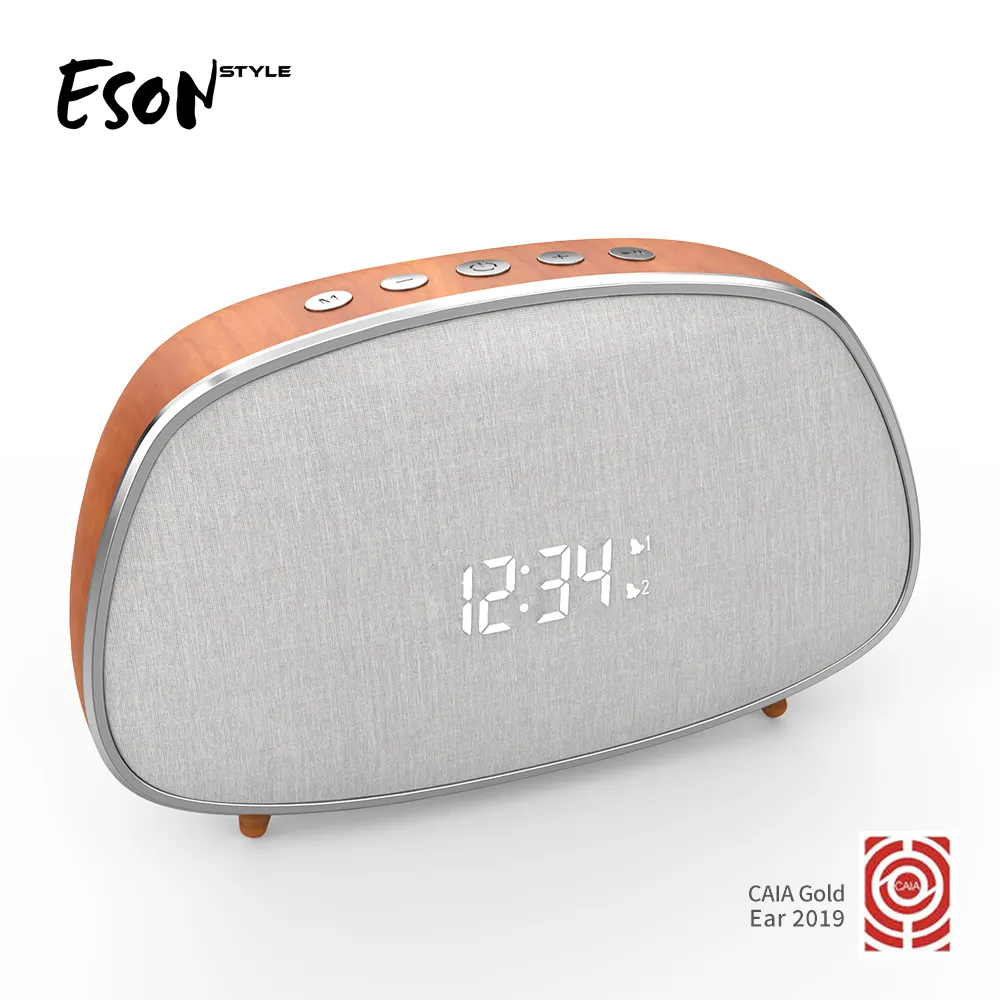 Eson Style 클래식 핸즈프리 휴대용 LED 디지털 알람 시계 FM 라디오 블루투스 스피커