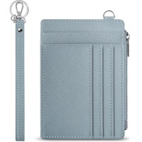 Porte-cartes RFID miniature personnalisé, portefeuille minimaliste à poignet avec porte-clés, étui à fermeture éclair pour femmes