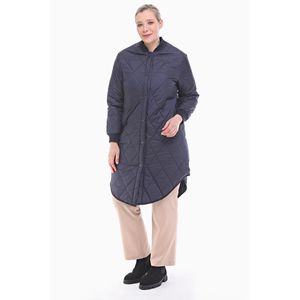 Abrigo acolchado azul marino con cuello y puños acanalados - Product Image 3