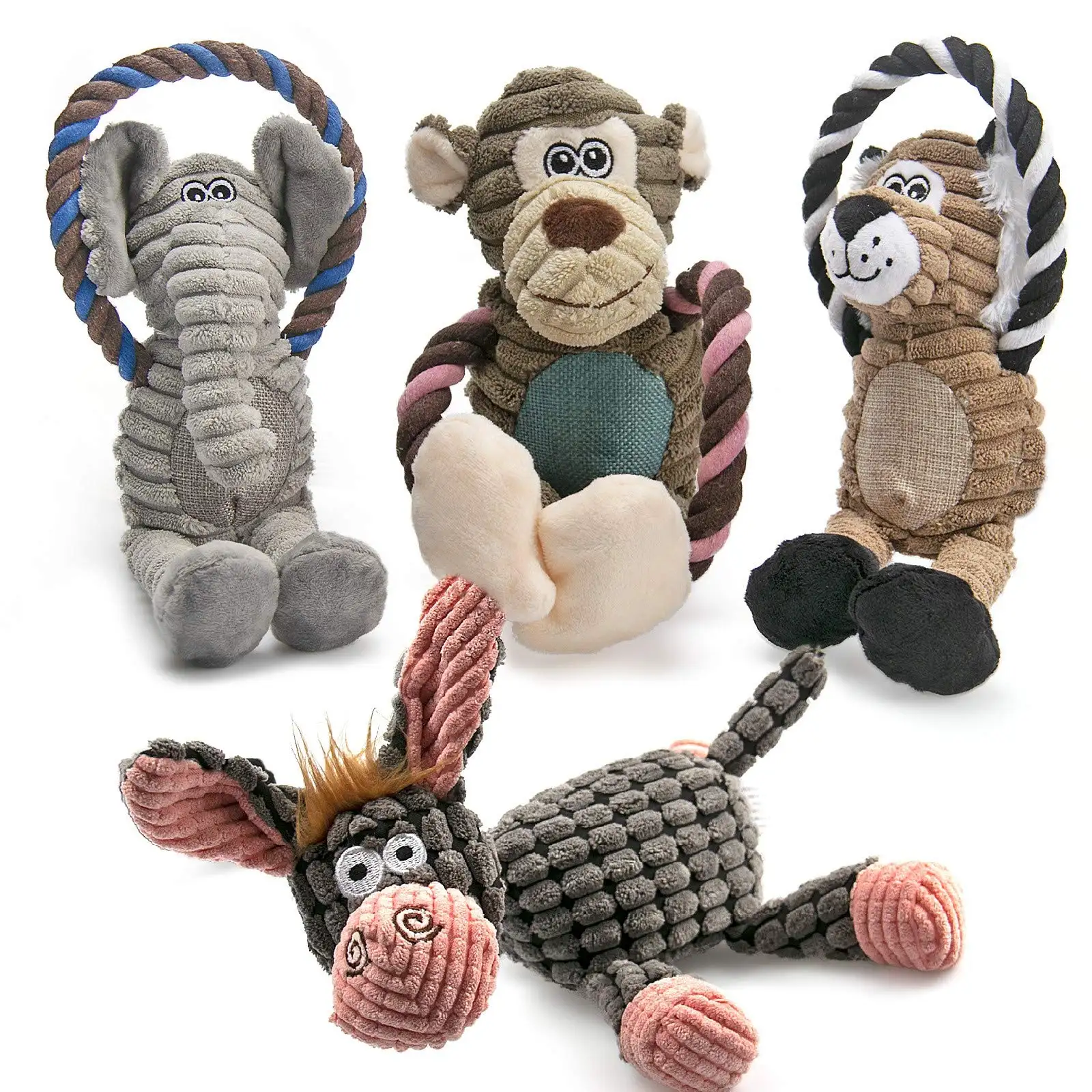 Mainan anjing mewah interaktif bundel kunyah lembut suka diemong mainan mengunyah tanpa isi dengan rakun tupai untuk anjing mainan anjing hewan mewah