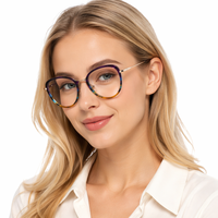 Monturas de Gafas Graduadas de Acetato para Mujer, Parte Delantera de Acetato, Patillas Metálicas, Gafas Ópticas
