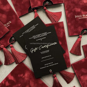Ensemble de cartes de mariage personnalisées avec logo imprimé en vanille, souvenir collaboratif, invitation avec pompon, RSVP, menu, cadeaux promotionnels, carton - Product Image 1