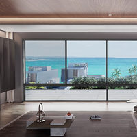 Fenêtre horizontale à cadre divisé Lagoon Line Direct Row avec largeur de rangée personnalisée pour mur de fenêtre de chambre à vue sur la palmière
