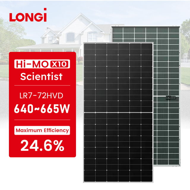 Tier 1 Brand Longi Hi-MO X10 LR7-72HVD 640W-665W High Efficiency Bifacial Solar Panel for Commercial Use