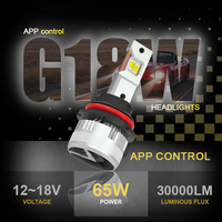 Ampoule de phare LED Gview G18W 9004 9007 avec contrôle mobile par application, réglages de trois couleurs ajustables et éclairage lumineux de 6000K