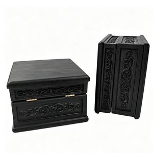 Custom Hand Carved Black Ebony Wooden <strong>Ring</strong> <strong>Box</strong> Vintage Wood Jewelry Storage <strong>Box</strong> for <strong>Engagement</strong> Wedding Souvenir - Product Image 1