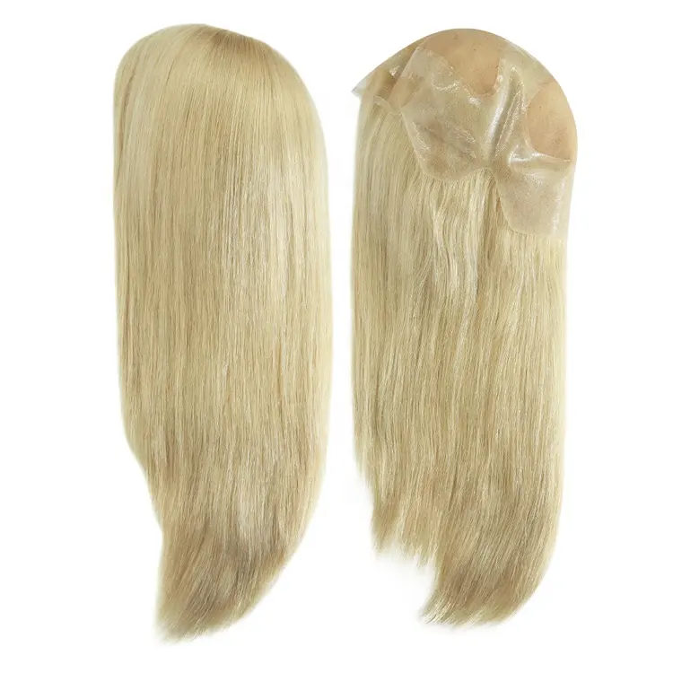 Ready to ship 613# platinum blonde virgin remy human hair MONO lace front medical wigs for cancer and alopecia patients