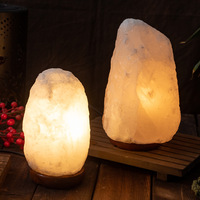 Lampe en sel de roche himalayen blanc naturel de 2-3 kg, lampe en cristal de sel blanc brut extraite à la main, interrupteur à intensité variable