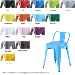 鉄製ダイニングチェア背もたれ付き工業スタイル屋外バーベキュー & カフェミルクティーショップ家庭用家具用ハイバーチェア - Product Image 6