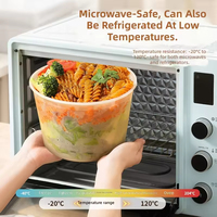 Bol rond en PP de 8 oz avec couvercle en PP assorti, récipient jetable de qualité alimentaire compatible micro-ondes pour nouilles, soupes et plats préparés