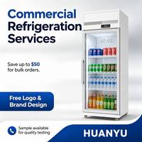 Commerciële Cola Pepsi dranken koelvitrine met hoge efficiëntie, verticale glazen deur, koelkast/vriezer