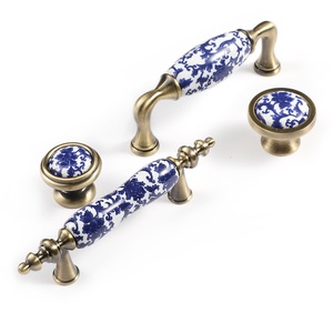 Boutons De Tirage En Céramique En Forme De Citrouille Bleu Chiwanji