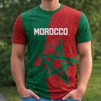 Maillot de Football Maroc Allez les Lions de l'Atlas en Gros Nouveau Design 2025 Motif Drapeau Marocain T-shirts pour Hommes par Sublimation