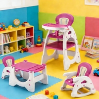 Chaise haute 3 en 1 en plastique pour enfants, chaise à bascule multifonctionnelle, chaise de repas portable, siège d'alimentation pour bébé, design moderne pour la cuisine
