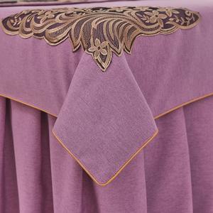 ชุดเครื่องนอนผ้าฝ้ายและผ้าลินินสำหรับร้านเสริมสวยชุดผ้าปูเตียงปักลายไฮเอนด์กระโปรงคลุมเตียงสีม่วงชุดป้องกันที่นอน - Product Image 3