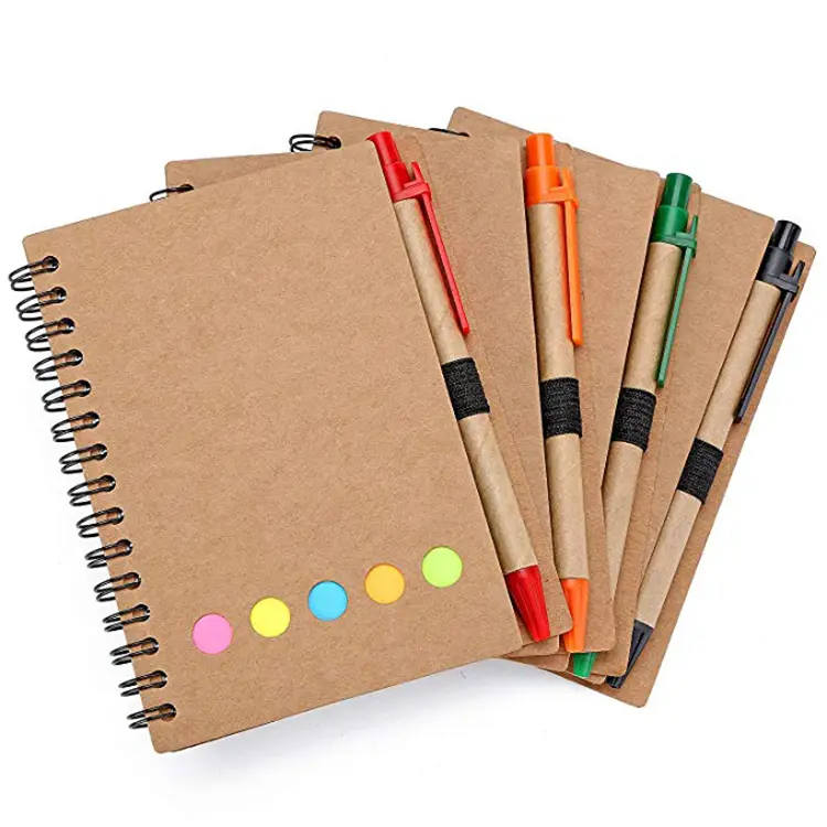 Personalized Memo Sticky Notes Flag Kraft Paper Notebook Mini Notebook Notepads with pen and sticky notes