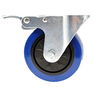 4in Blue PU Gummi rad Hochleistungs-Lebensmittel wagen Schwenk verriegelung Industrie rollen räder - Product Image 1
