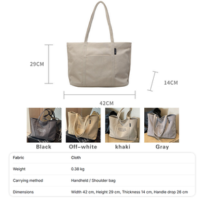 Borsa a Tracolla in Tela di Cotone Grigio Chiaro, Resistente e di Tendenza, con Opzione di Stampa Logo Personalizzata, Riutilizzabile per lo Shopping - Product Image 3