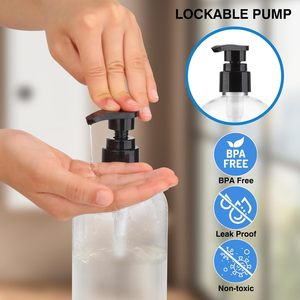 Bouteilles de shampooing rondes transparentes en PET de 32 oz/1 litre, vides, rechargeables, sans BPA, avec pompe pulvérisatrice et impression sérigraphique - Product Image 5