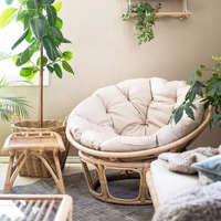 Nordic Modern Style Natural Rattan Cane Radar Papasan Mamasan Chair with Cushion