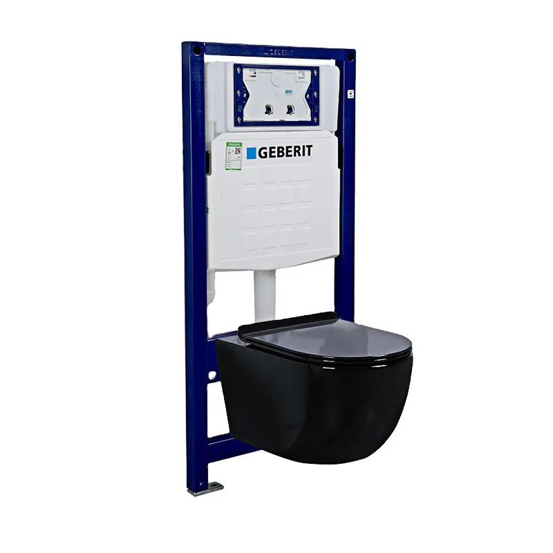 First process matt black color wall hung toilet ceramic rimless toilet one piece toilet for wc