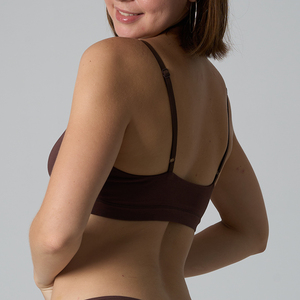 Soutien-gorge court en jersey de coton et élasthanne Sk1233, col en V, avec bretelles réglables pour femmes, avec logo personnalisé, article très vendu - Product Image 4