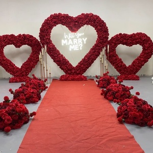 Arco di ortensie a forma di cuore rosso con base in schiuma da 2,2 m e 1,5 m per sfondo di proposte di matrimonio, decorazioni per San Valentino - Product Image 1