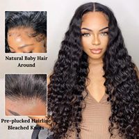 Perruques Lace Front à Ondulations Souples en Cheveux Naturels, Perruque Frontale HD Lace Sans Colle Pré-Pluckée avec Baby Hair pour Femmes Noires