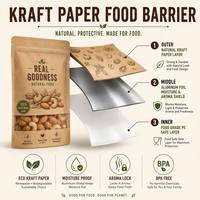 Sachet Doypack Personnalisé en Papier Kraft avec Fenêtre, Fermeture Ziplock, en Feuille d'Aluminium Écologique pour Emballage de Snacks et Céréales