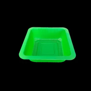 Individuelles einweg-kunststoff-quadrat grün versiegelbarer frischer pilz-verpackungs-tablett