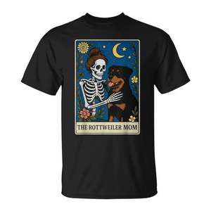 Camiseta The Rottweiler Mom Tarot Card, negra, para adultos, unisex - Product Image 1