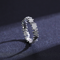 925 argent Sterling Vintage zircon cubique éternité bandes anneaux pour femmes bâton irrégulier métal Design anneaux bijoux fins