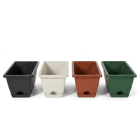 Pot de fleurs rectangulaire en plastique, long pot à légumes en PP, pot de plantation de jardin simple avec indicateur de niveau d'eau et trou de drainage auto-drainant