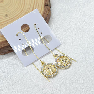 Recherche chaude: Boucles d'oreilles à pampilles religieuses en plaqué or 14 carats Guadalupe Zircon - Product Image 2