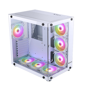 Caja de Vidrio Blanca y Morada para <span class=keywords><strong>PC</strong></span>, Gabinete de Juegos para Computadora de Escritorio con Vidrio con Impresión Blanca - Product Image 2
