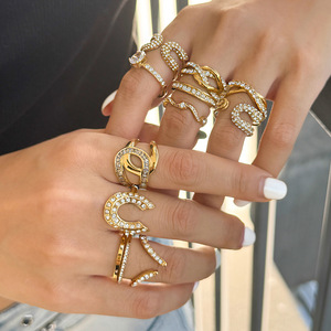 Geometric Zircon <b>Ring</b> Set Women's Fashion Jewelry Gift Pave Setting <b>Titanium</b> Steel Colorfast Design - Product Image 3