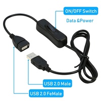 Kabel Daya USB Mlale ke Female dengan Sakelar ON/OFF untuk Lampu LED Laptop