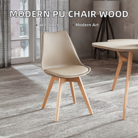 Chaise de café modulaire moderne en PU avec pieds en bois pour l'extérieur, mobilier décontracté pour le bureau et la maison