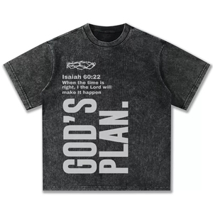 T-shirt surdimensionné en coton 100% uni avec verset biblique « Le plan de Dieu Isaïa 60:22 », streetwear chrétien pour hommes - Product Image 2