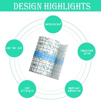 Rouleau de film PU transparent imperméable pour fixation, matériau de pansement avec support en grille verte, hypoallergénique, découpe libre, rouleau de 5 cm x 20 m