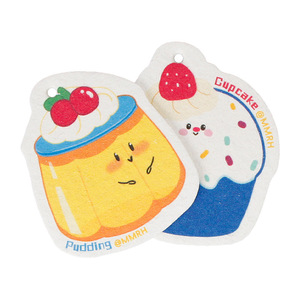 Éponge de nettoyage en pâte de bois imprimée motif pudding cupcake, pour vaisselle et cuisine, à suspendre - Product Image 1