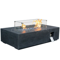 Mobilier foyer au gaz rectangle moderne de luxe pour l'extérieur table au gaz propane en béton