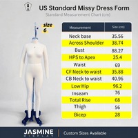 Mannequin de couture en fibre de verre taille 4-14 US pour la conception et le drapage de vêtements pour grandes tailles, avec support réglable