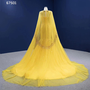 Rsm67501 Vestido de Lentejuelas para Mujer, Nuevo Modelo 2022, Diseño Personalizado con Escamas de Pez, Color Amarillo, Chal Desmontable - Product Image 2