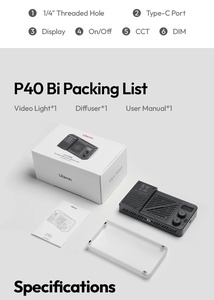 <span class=keywords><strong>Ulanzi</strong></span> 14000Lux ไฟวิดีโอ P40แบบ Bi/P40 RGB 40W สำหรับการถ่ายภาพบุคคลไฟแสดงภาพพร้อมจอแสดงผล LED - Product Image 5