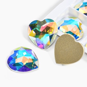 OLeeya Glass Beads Flatback Rhinestones AB Color Heart Shapes Glass Cristales for Handcrafted Jewelry Making Garment Accessories - Product Image 2