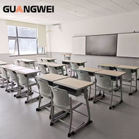 Meubles de classe au design moderne GUANGWEI, bureau d'élève en acier et plastique, table et chaise réglables pour le lycée