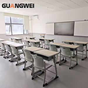 GUANGWEI Modern Tasarım Sınıf Mobilyaları Çelik Plastik Öğrenci Sırası Ayarlanabilir Lise Masa ve Sandalye - Product Image 3