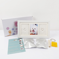 Cadre photo commémoratif pour empreintes de pattes de chat et de chien, ornements DIY avec tampon encreur pour empreintes de pattes, cadre en bois pour la maison et le bureau
